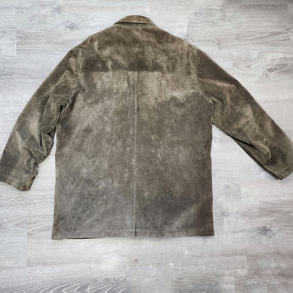 NEWPORT HARBOR Brown Suede Leather Mid Coat Jacket Men's Size XXL - Picture 13 of 16